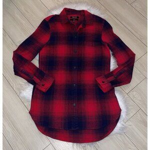 Madewell Womens Classic Flannel Button Down Shirt Plaid LS XS XSmall Red Black
